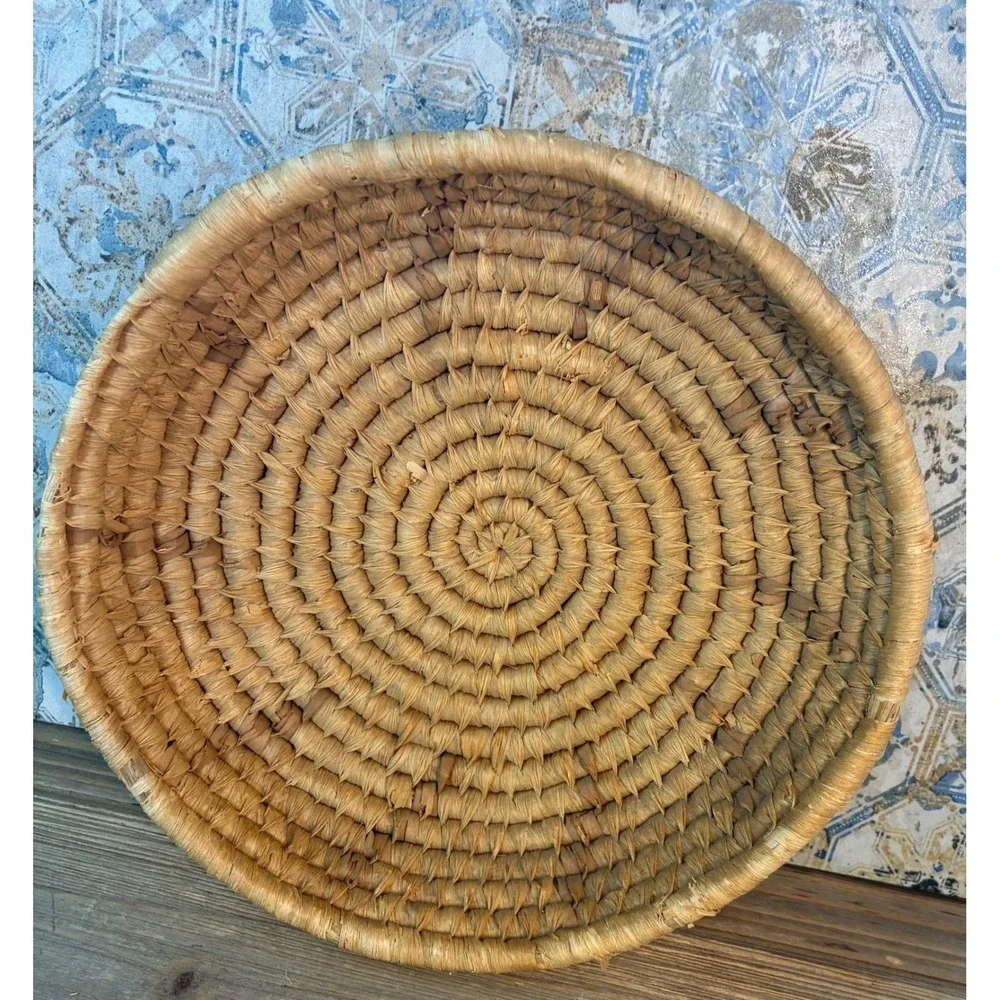 Unbranded Woven Straw Basket Coiled Decorative Bowl Cottagecore BOHO Excellent‎